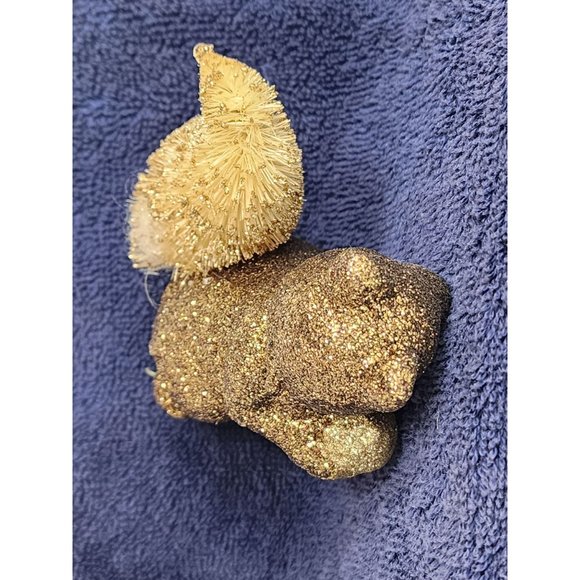 Vintage Squirrel Christmas Tree Clip On Ornament Sparkly Gold‎ - Picture 3 of 6